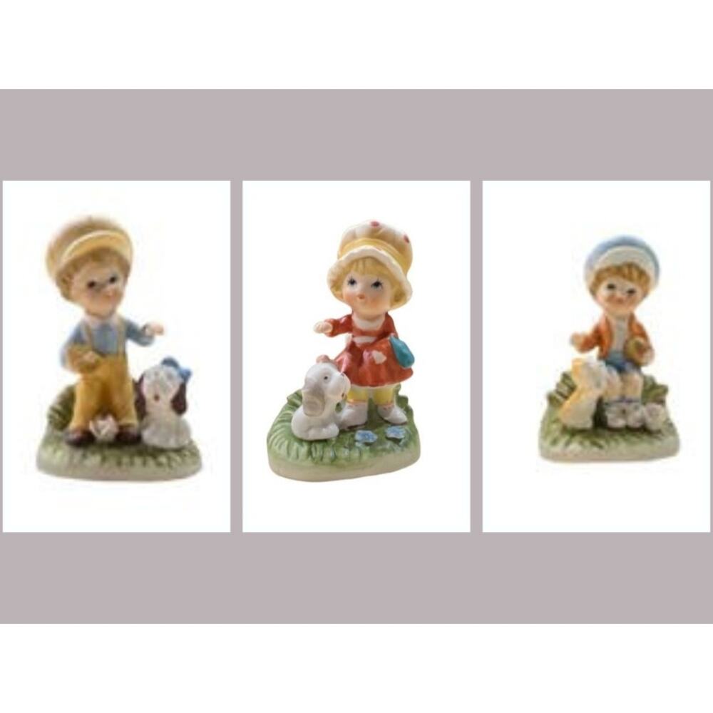 Homco Porcelain Children Figurines 2 Boys and 1 Girl  (Set of 3 )